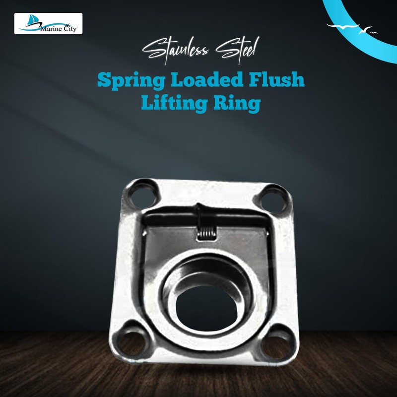 MARINE CITY Polished Stainless Steel Rectangular Recessed Spring Loaded Flush