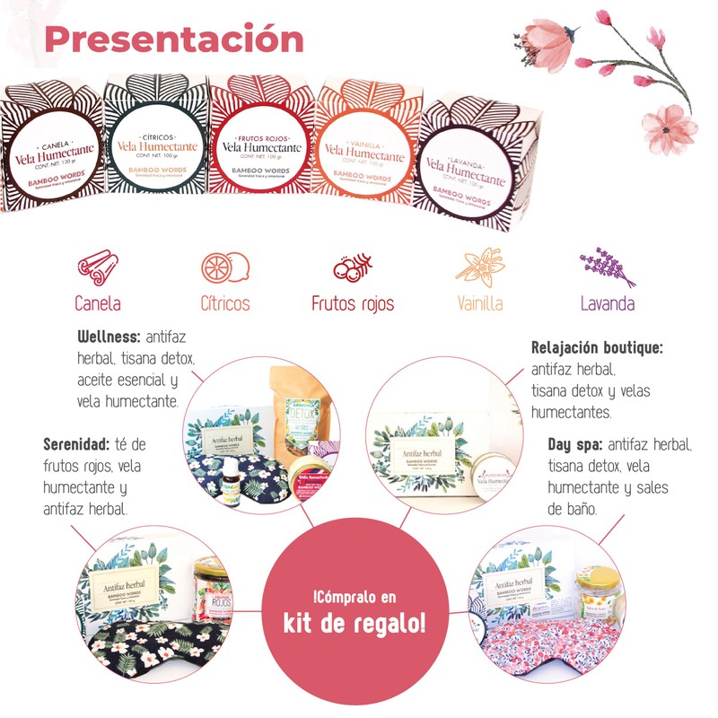 Bamboo Words - Velas de masaje, relajantes y humectantes con
