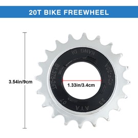 ZUKKA Single-Speed Bike Freewheel 20 Teeth Bicycle Flywheel Compatible 1/2 x 1/8 One-Speed Cycling Replacement Accessory
