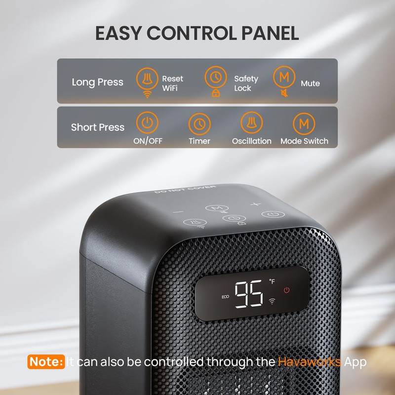 FLANUR Space Heater for Bedroom, Smart Electric Heater with WiFi