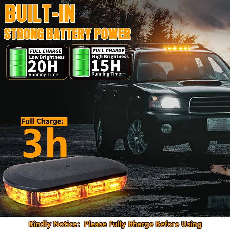 Rechargeable Emergency Roof Top Strobe Light Wireless Battery, 17 Flashing