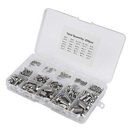 Tornillos y Tuercas Acero Inoxidable 250PCS M2 M2.5 M3 M4 M5 M6 M8 M10 Cabeza Hexagonal Kit Surtido Reparación Montaje