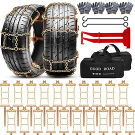 Datanly 6 Pack Adjustable Snow Tire Chains for Tire Width 215-285 mm SUV Truck Pickup, Quick Fit Easy Installation, Thickened Car Non Skid Car Chains