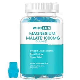 Whoyun Whoyun Magnesium Malate Gummies 1000mg, Enhanced Absorption Magnesium Chewables Supplement with Malic Acid for Energy Boost & Muscle Health, 60 Count
