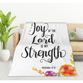 HGOD DESIGNS Biblical quotes Throw Blanket Joy of the Lord is my Strength Scripture Typography Soft Blankets and Throws 100x130cm Caring for Women Men