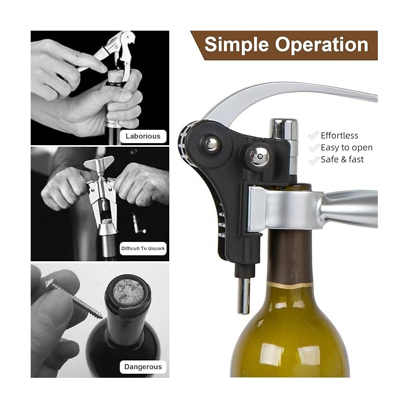 Wine Bottle Opener Gift Set with Wooden Box, Premium Stainless