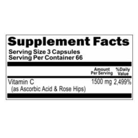 Vitamin C 1500mg with Rosehips Time Release 200 Caps Non GMO/Gluten Free/USA