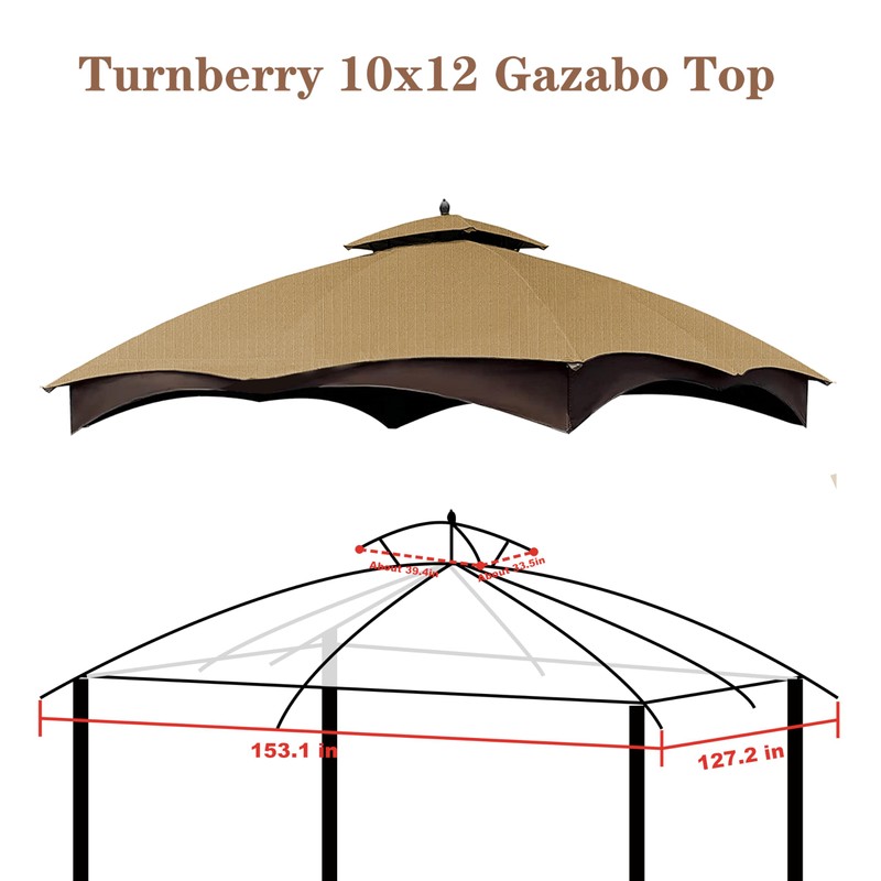 SCOCANOPY Replacement Top for 10x12 FT Gazebo Massillon Biscayne,Cabin-Style L-GZ933PST,Turnberry
