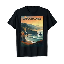 Oregon Coast Pacific NW Vacation Souvenir Watercolor Design T-Shirt