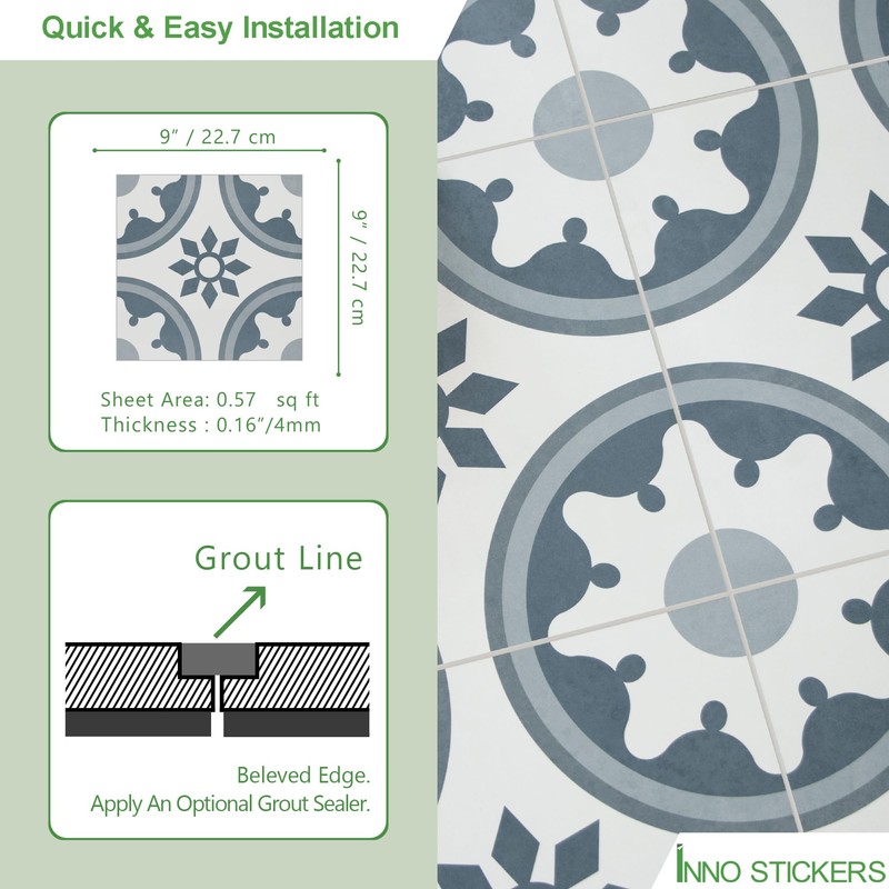 16-Pack Peel and Stick Floor and Wall Tile for Kitchen