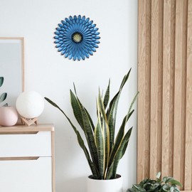 Metal Flowers Wall Decor Indoor Outdoor Metal Wall Art for Farmhouse Home Living Room Bedroom Bathroom Garden Decor – Blue