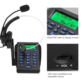 Praktisches Call-Center-Headset für Verkehrstelefon mit LED-Hintergrundbeleuchtung für Bürotelefon mit Geräuschunterdrückung, Anrufer-ID-Anzeige, Kopfhörerständer, Einfache