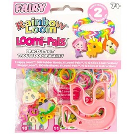 Rainbow Loom Fairy Loomi-Pals Bracelet Making Kit, 100 Rubber Bands, 6 Charms, 10 G-Clips, Ages 7+