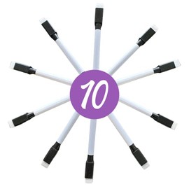 Kitastik 10 Dry Wipe Board Pens and Eraser Built-in White Board Markers Black | Magnetic Dry Wipe Pens Fine | Whiteboard Pens black (10)