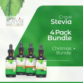 CRAVESTEVIA Organic 4-Pack Stevia Drops – Vanilla, Irish Cream, Cappuccino & Hazelnut – Natural Stevia Sweetener for Coffee – Zero Calorie, Zero Sugar, Keto Sweetener, Sugar Alternative – 4x30ml