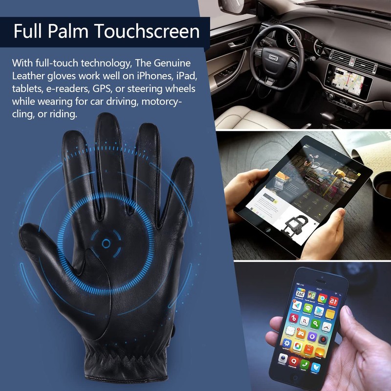 GSG SINCE 1998 Mens Luxury Sheepskin Leather Gloves with Cashmere