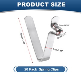 PATIKIL 7 x 6mm Kayak Paddle Snaps, 20 Pcs Tent Pole Clips Steel V-Shaped Single Pin Push Button Spring Clips Locking Tube Pole Clips for Camping Awning, Silver Tone, 30mm Long