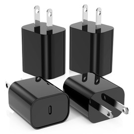 4Pack USB C Charger Block 20W, Phone 16 15 Fast Charging Block for 20W Type C Power Adapter Plug, for Charger USB C for Phone 16 15 Pro Max/14 13 12 Pro Max/Google-Black