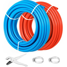 Happybuy Oxygen O2 Barrier PEX Tubing - 2 Rolls of 1/2 Inch X 100 Feet Tube Coil - EVOH PEX-B Pipe for Residential Commercial Radiant Floor Heating Pex Pipe (Red+Blue/100Ft)