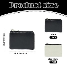 2 Pack Mini Coin Purse for Women & Men,Small Canvas Zip Wallet for Coins, Cards, Keys, Lipstick, Portable Travel Pouch for Kids (Black + White)