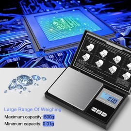 Diyife Pocket Balance 500g/0.01g [New Panel], Precision Mini Kitchen Balance, Portable Digital Balance with LCD Display and Tare Function, Multifunction Used for Jewelry, Coffee (Including Batteries)