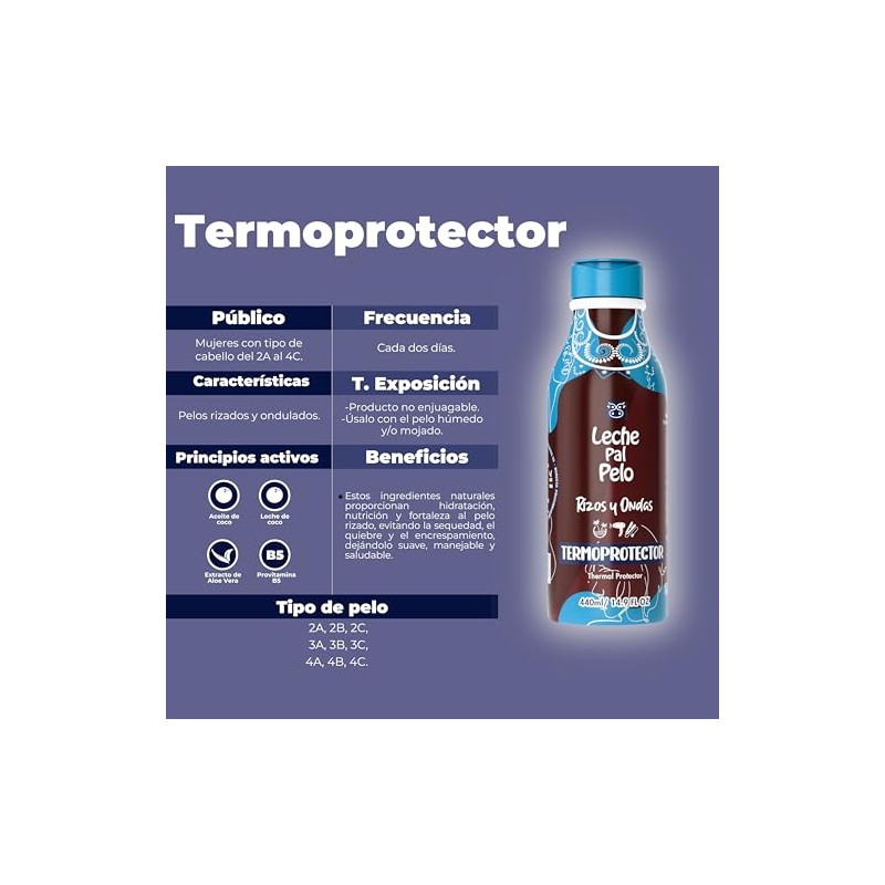 LECHE PAL PELO RIZOS Y ONDAS TERMOPROTECTOR 440ML/14.9OZ