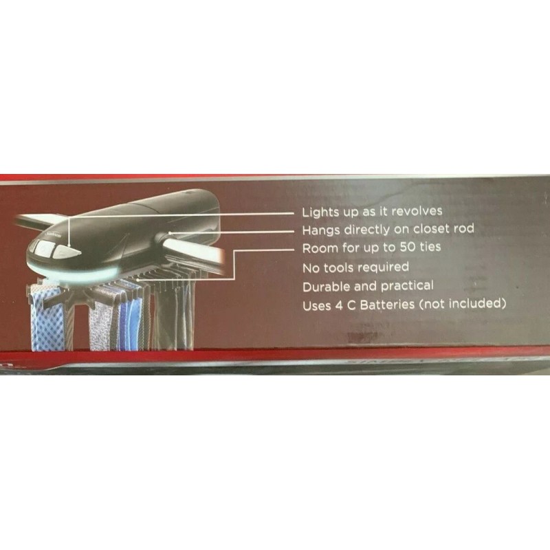 Sunbeam 50-Hook Battery Operated Tie and Belt Rotating Rack