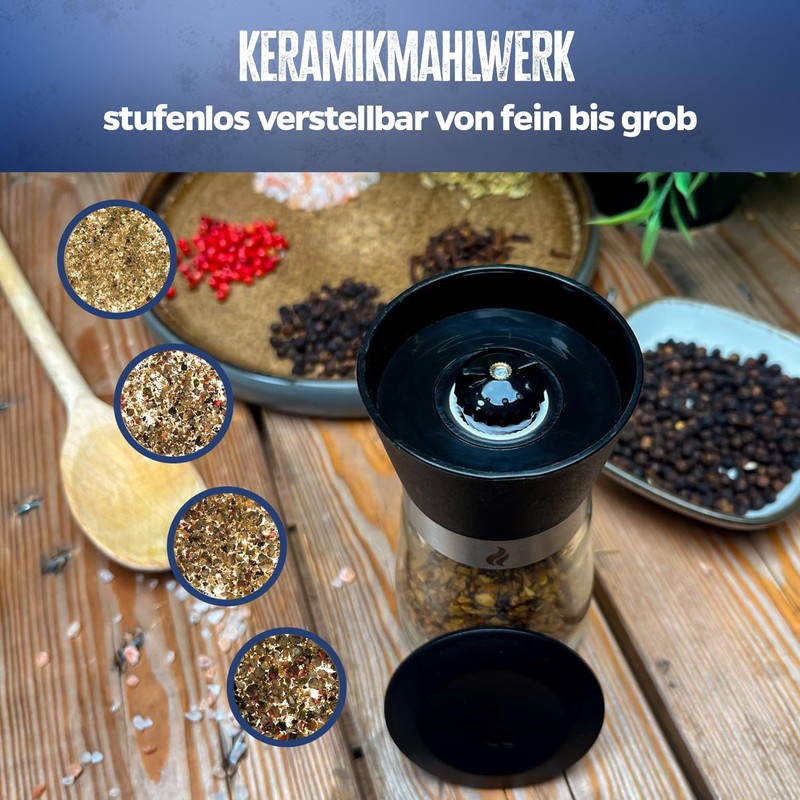 Grillfürst Spice Mill Set of 3 with Infinitely Adjustable Ceramic