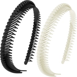 Alpinleux 2 Pcs Headband with Teeth, Comfortable Headbands for Women with Teeth, Fashion Comb Headband, Plastic Head Bands for Women's Hair Non Slip (4.3''×0.7'')