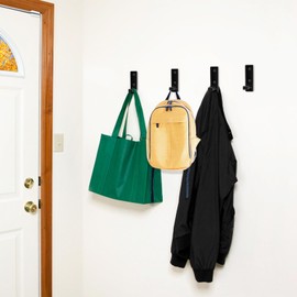 Patioer Folding Hooks 6 Pack Foldable Coat Hook Heavy Duty Wall Hooks for Hanging Coats, Towel, Hat, Backpacks (Black)