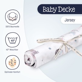 Jersey Blanket Hearts Grey, 70 x 70 cm