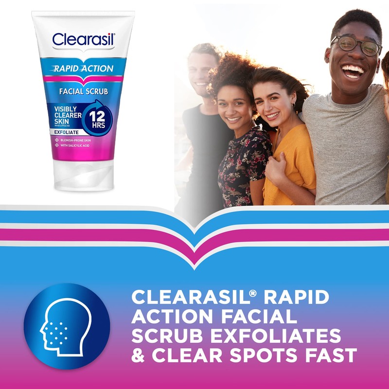 Clearasil Rapid Action Exfoliating Scrub, For Acne Prone Skin, Unclog