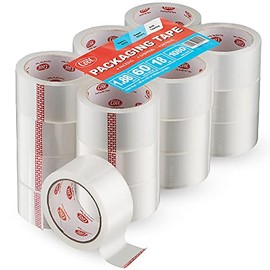 Simply Cool Clear Packing Tape Refill Rolls Bulk 18 Pack of 60 Yards Per Roll Heavy Duty Strong Industrial Packaging Tape Moving Sealing Boxes & Shipping 1080 Yards Total 1.97 Mil Thick 1.88” Wide