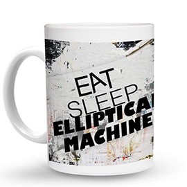 Makoroni - EAT SLEEP ELLIPTICAL MACHINE Sport 6 oz Ceramic Espresso Shot Mug/Cup Design#47