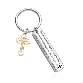OWHOMS Christian Gifts Bible Study Gifts For Women Christian Women Gifts Biblical Keychain Christian Inspirational Keychain Religious Charm Jewelry First Communion Gift Cross Keychain Baptism Gift