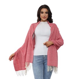 HUSG20 Striped Scarf - Women's Fringed Scarves for Fall and Winter Fashion - Lightweight, Large, Long & Dressy Shawl Wraps for Women - Pink