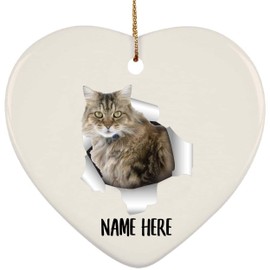 Customized Name Ragamuffin Cat Tabby Color Crack Hole Gifts 2024 Christmas Tree Ornaments Heart