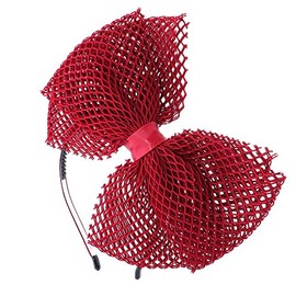 Extra Large Mesh Bow Headband for Girls-Burgundy
