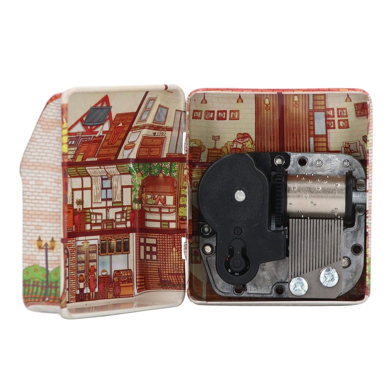 Metal Music Box Cute Exquisite Small House Design Mini Portable