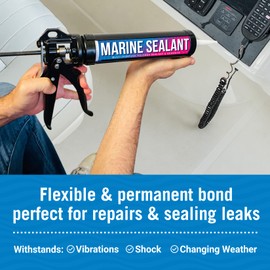Marine Sealant and Adhesive, Waterproof Marine Grade Caulk, High Temp Water Sealant for Boat, Auto, RV, Without Silicone - 1 Tube, Clear, 10 oz