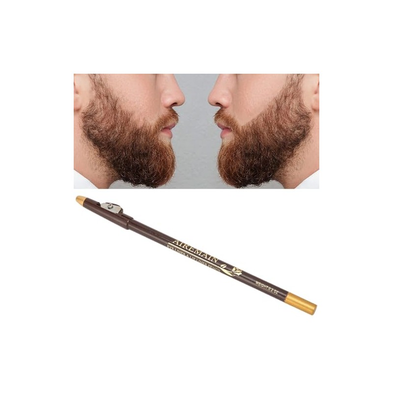 Lápiz de Barbero 3 Piezas, Relleno para Barba Marrón Oscuro,