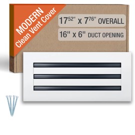 FA-STAR Clean Modern AC Vent Cover 16 x 6 (Duct Opening Cutout) - Decorative White Air Vent - Standard Linear Slot Diffuser - Register Grille for Ceiling, Walls & Floors - All Aluminium