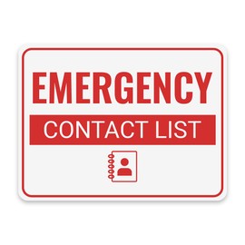 Classic Framed Plus Emergency Contact List Door or Wall Sign | Health and Safety Workplace Warning - Large