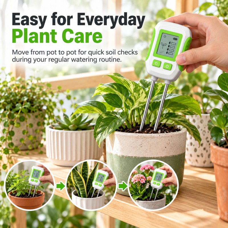 6-in-1 Digital Soil Tester for Plant Care – Backlit LCD