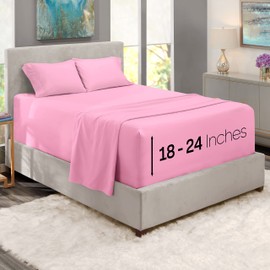 Nestl Extra Deep Pocket Sheets – Twin Sized Deep Bed Sheet Set – Super Deep Pocket Sheets- 39 in x 75 in Deep Pocket Fitted Sheet Set 4pc – Lilac.