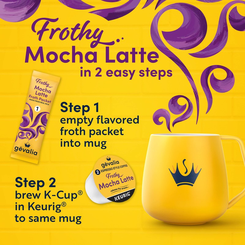 Gevalia Frothy 2-Step Mocha Latte Espresso K-Cup Coffee Pods &