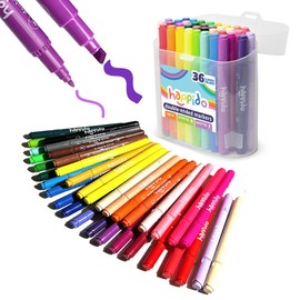 International Arrivals Double Sided Marker Sets for Kids Happido, Set of 36 Water Based Non Toxic Markers with Case, Great School Supplies, Art and Stationery Set