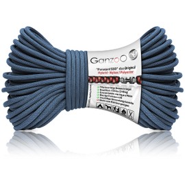 Ganzoo Paracord 550 Rope, Blue, 4 mm, Type 3, Nylon Polyester, Hybrid, Bracelet, Dog Lead, Dog Collar, Approx. 250 kg Breaking Load, Outdoor Rope, Camping Cord, All-Purpose Rope, 30 Metres