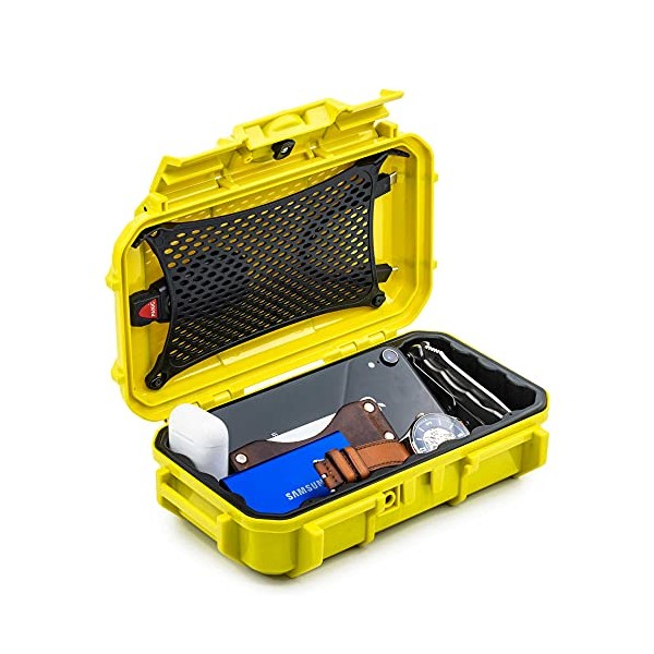 Evergreen 56 Waterproof Dry Box Protective Case - Travel Safe/Mil Spec/USA Made - for Tackle Organization of Cameras, Phones, Camping, Fishing, Hiking, EDC, Water Sports, Knives (Yellow)