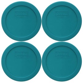 Pyrex 7201-PC 4-Cup Turquoise Plastic Replacement Food Storage Original Genuine Pyrex Lid, Made in USA - 4 Pack